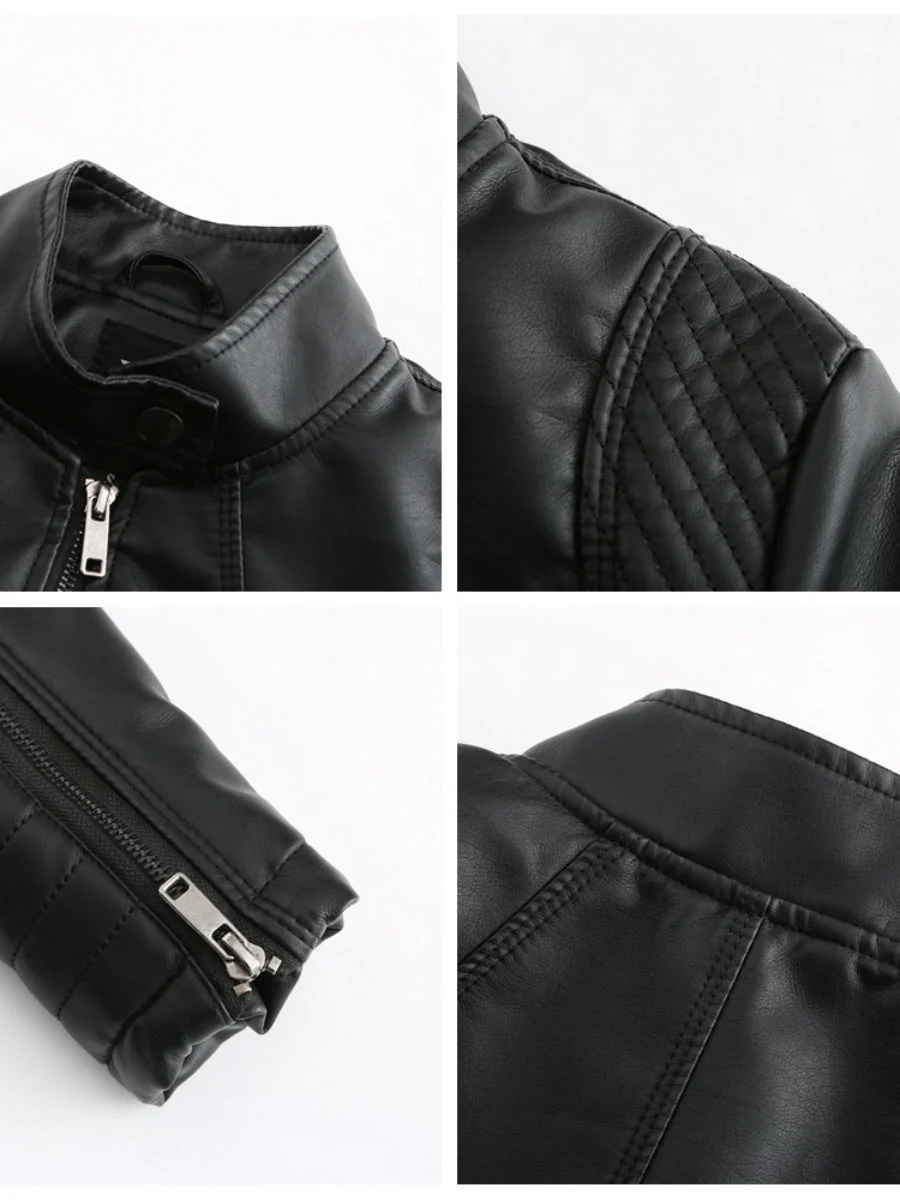 Street Cool Thin Three-dimensional Decoration Leather Jacket - Image 8