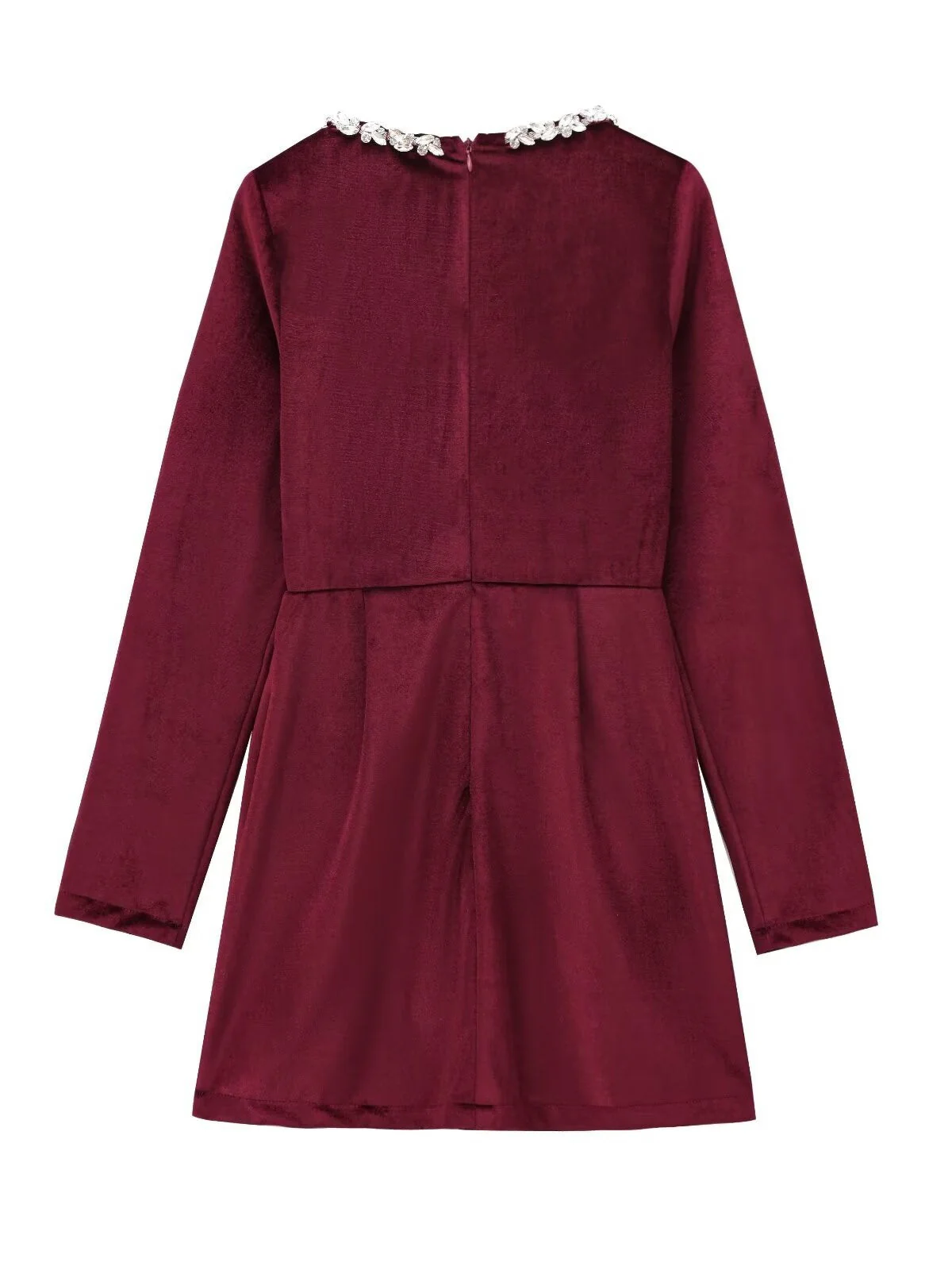 Square Collar Long Sleeve Diamond Velvet Mini&Short Dresses - Image 13