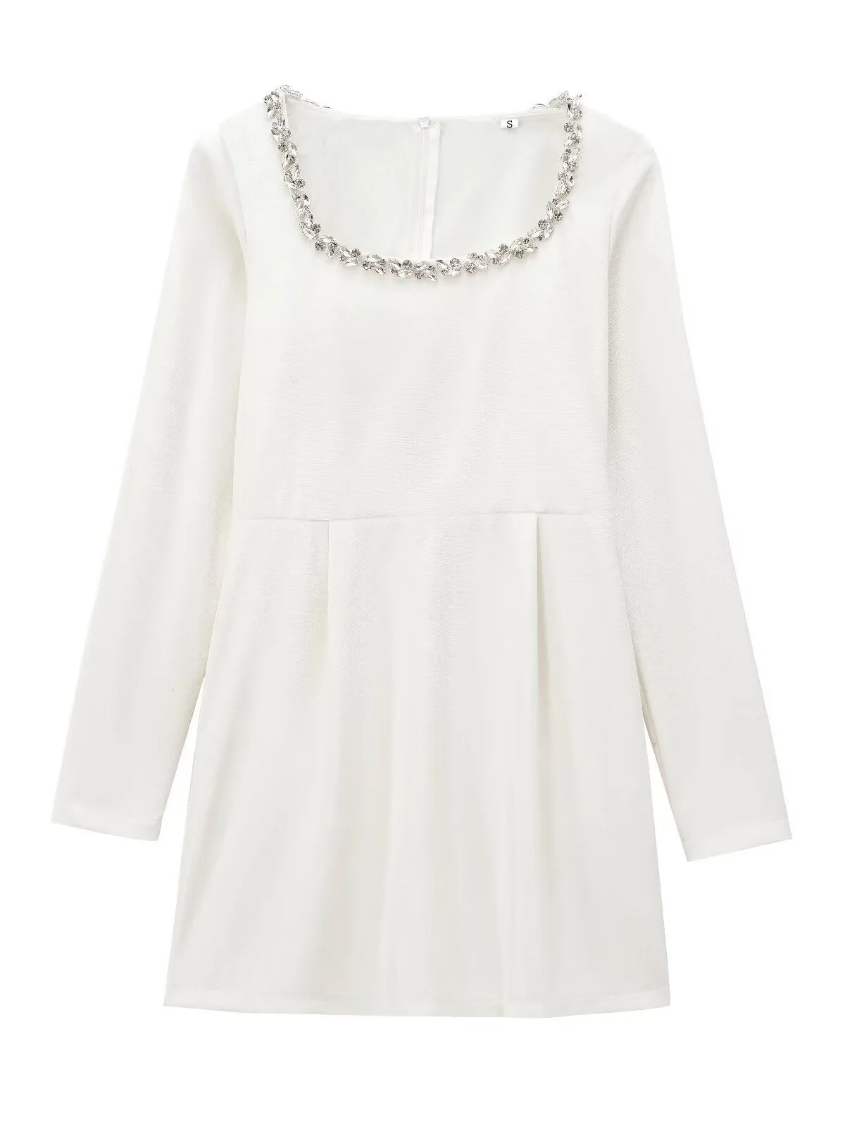 Square Collar Long Sleeve Diamond Velvet Mini&Short Dresses - Image 16