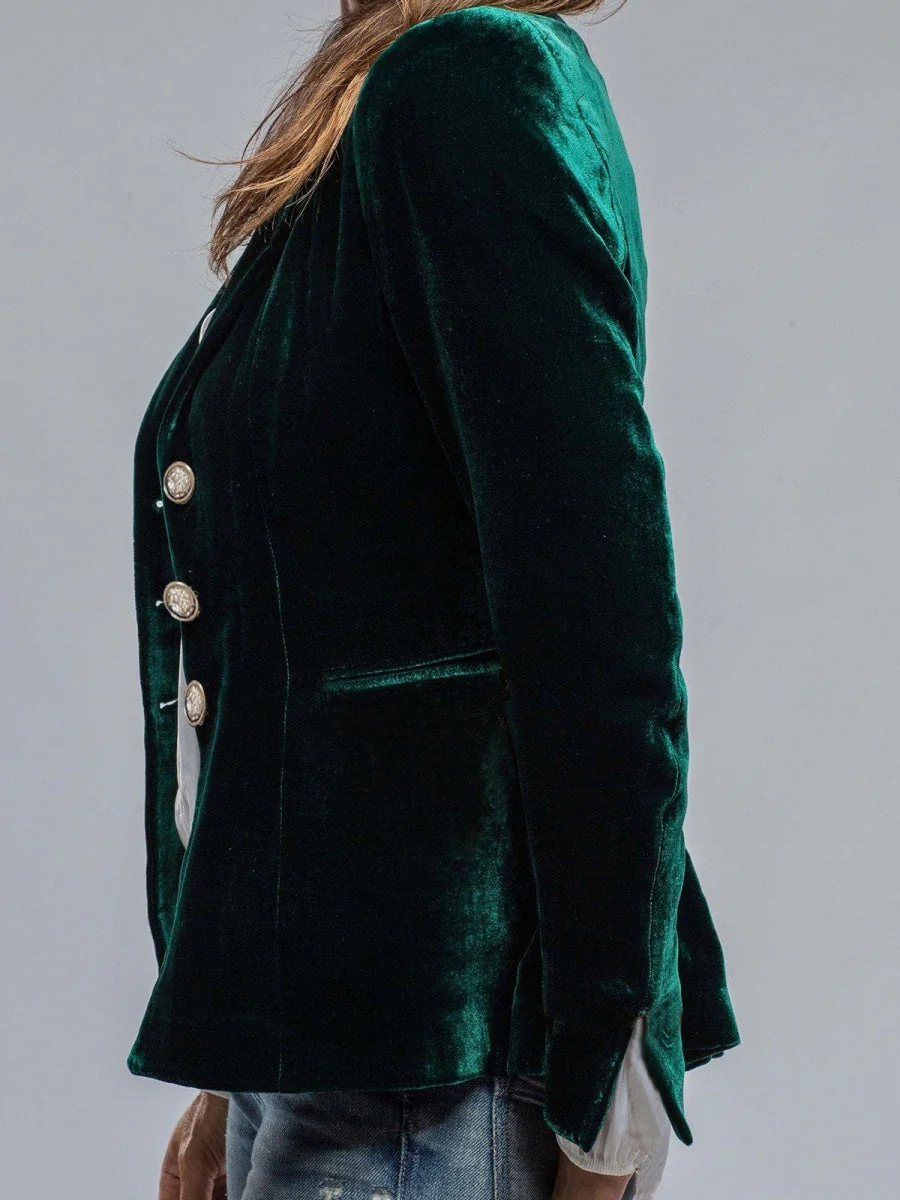Velvet Blazer-Style Outerwear Top - Image 10