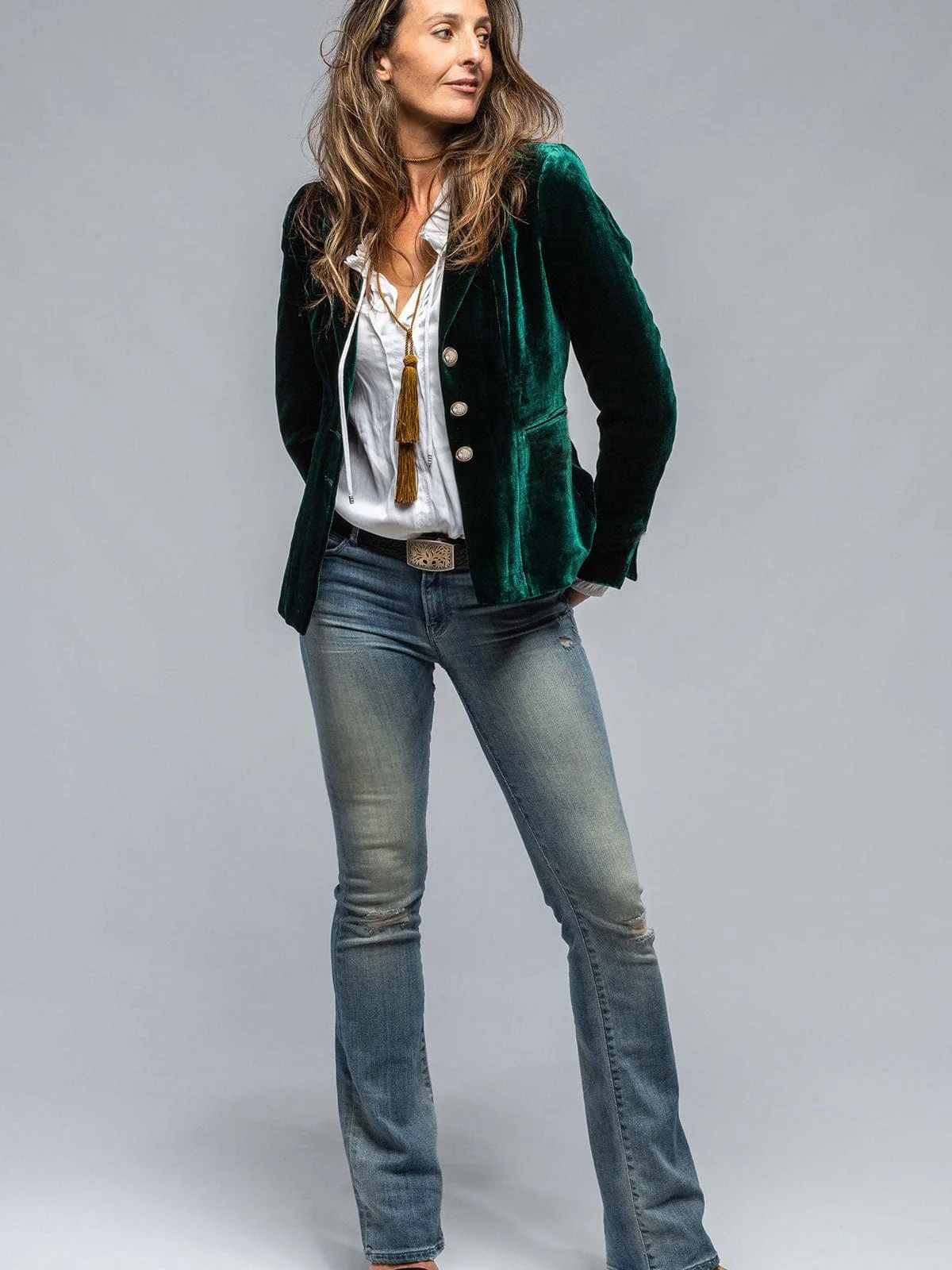 Velvet Blazer-Style Outerwear Top - Image 11