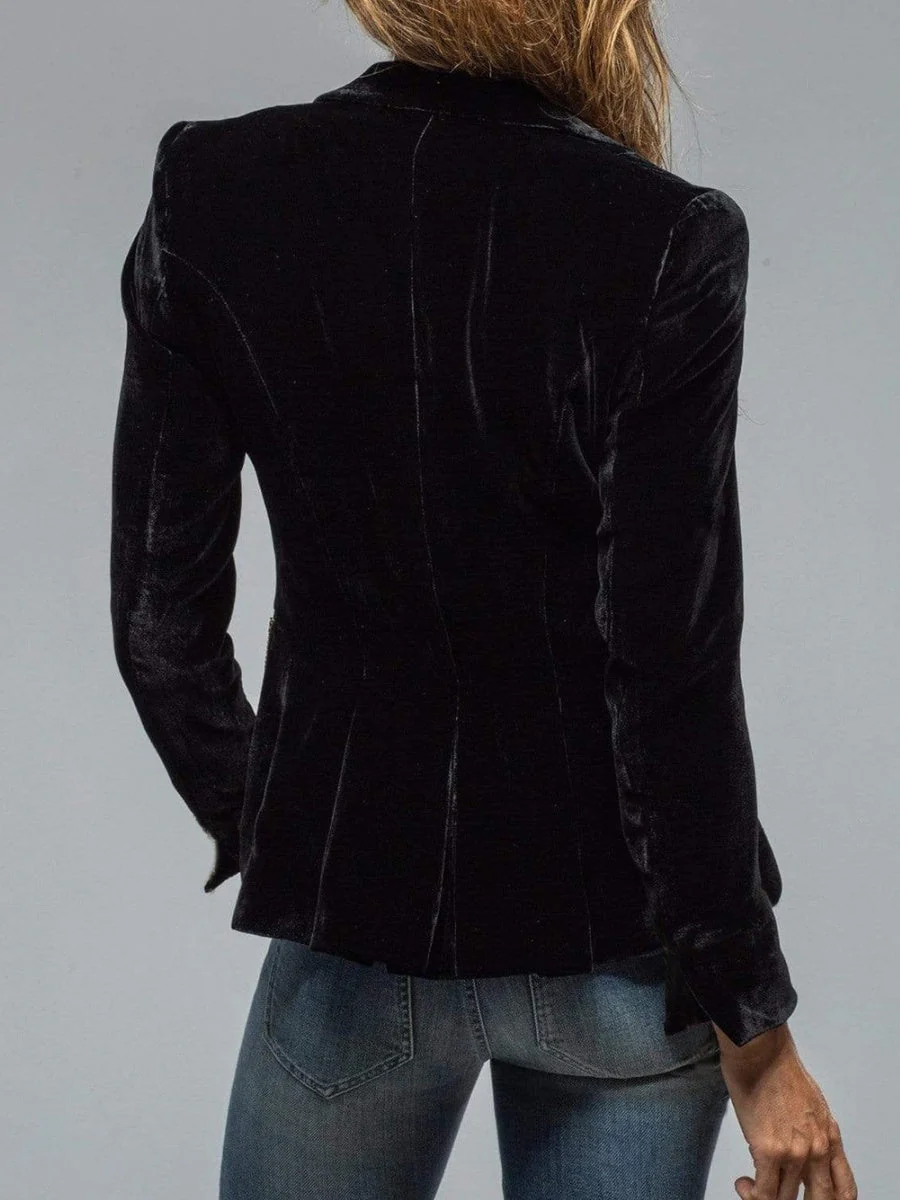 Velvet Blazer-Style Outerwear Top - Image 13