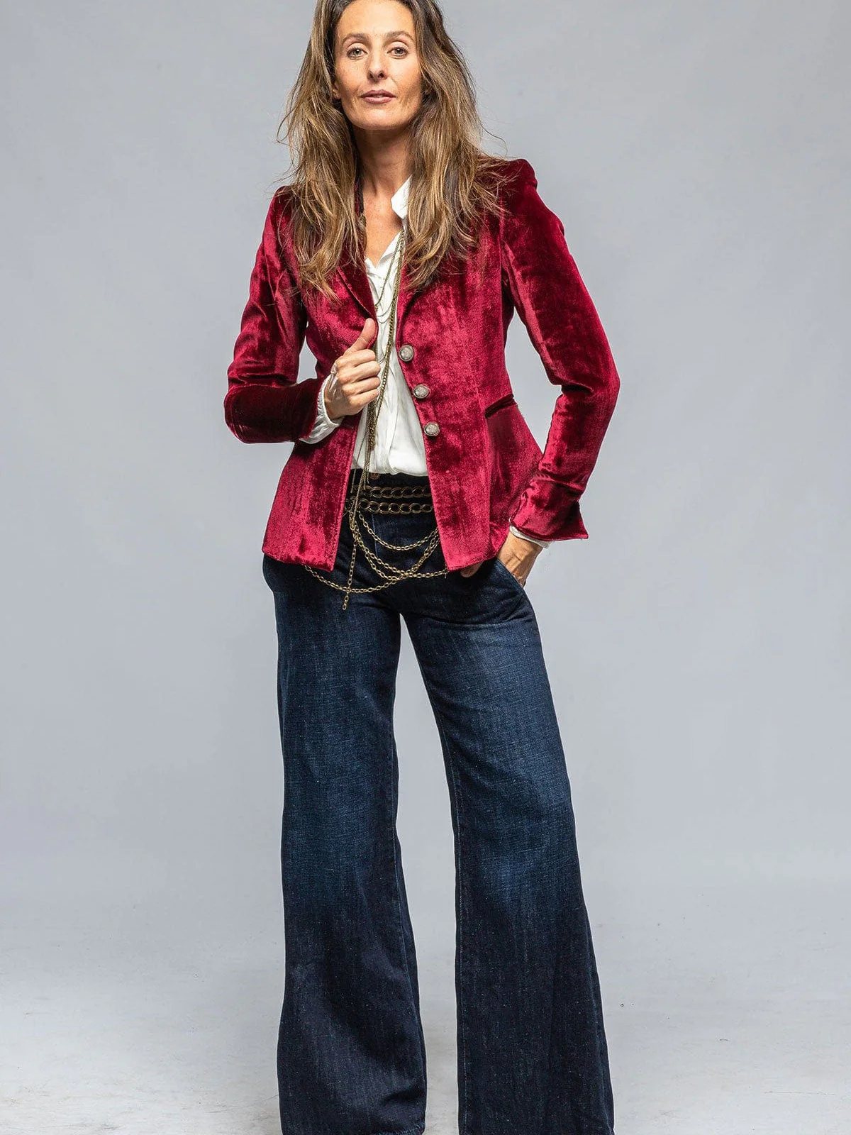 Velvet Blazer-Style Outerwear Top - Image 5