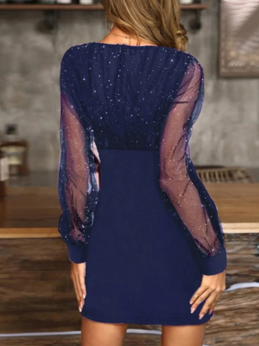 Liber Spring Women's Sequins Solid Color Mini&Short Dresses - Image 4