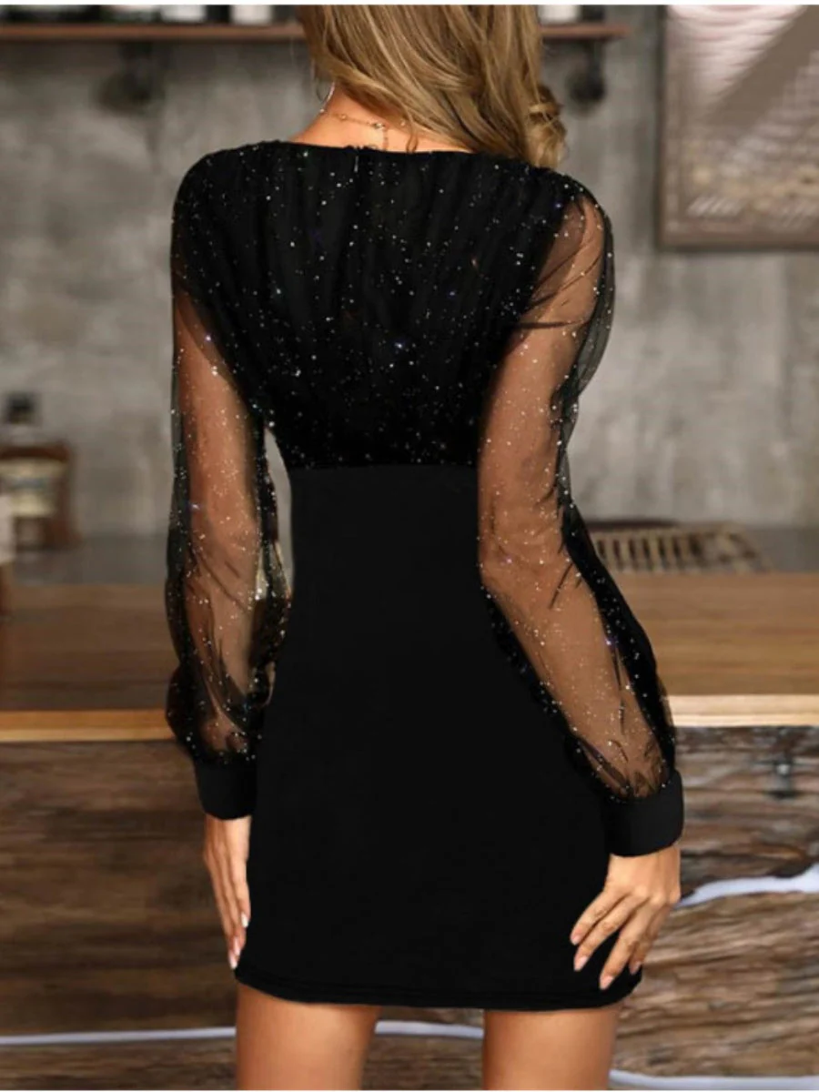 Liber Spring Women's Sequins Solid Color Mini&Short Dresses - Image 8