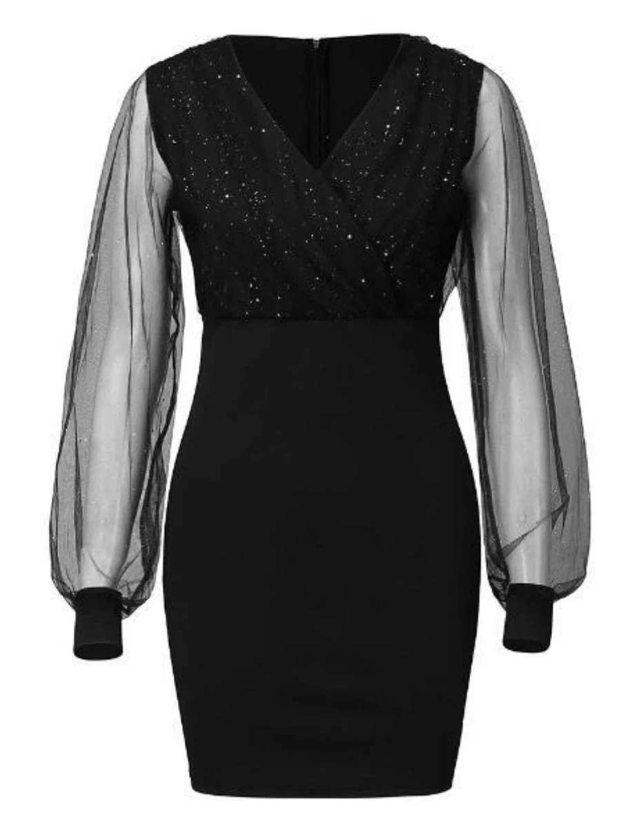 Liber Spring Women's Sequins Solid Color Mini&Short Dresses - Image 9