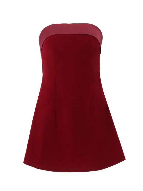 Tube Top Velvet Mini Dresses - Image 5