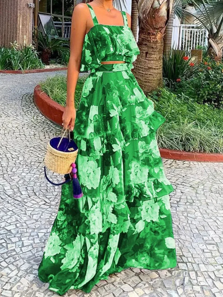Beachside Vacation Style Floral Print Two-piece Set - Image 7