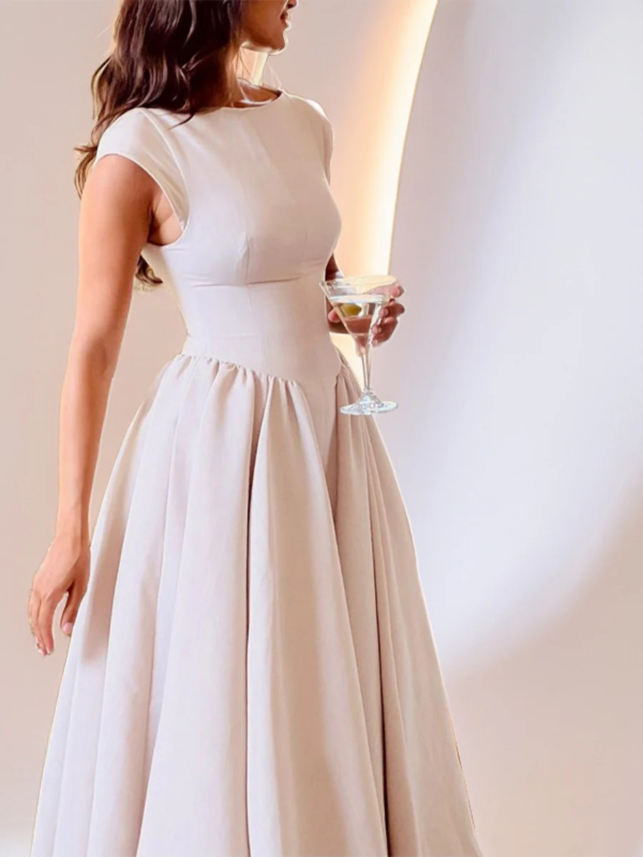Solid Color Sleeveless Sexy Backless Long Dress - Image 2