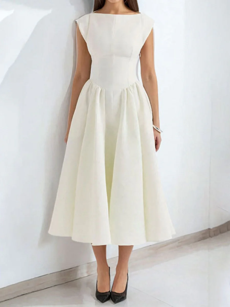 Solid Color Sleeveless Sexy Backless Long Dress - Image 4