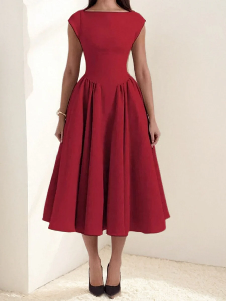 Solid Color Sleeveless Sexy Backless Long Dress - Image 8