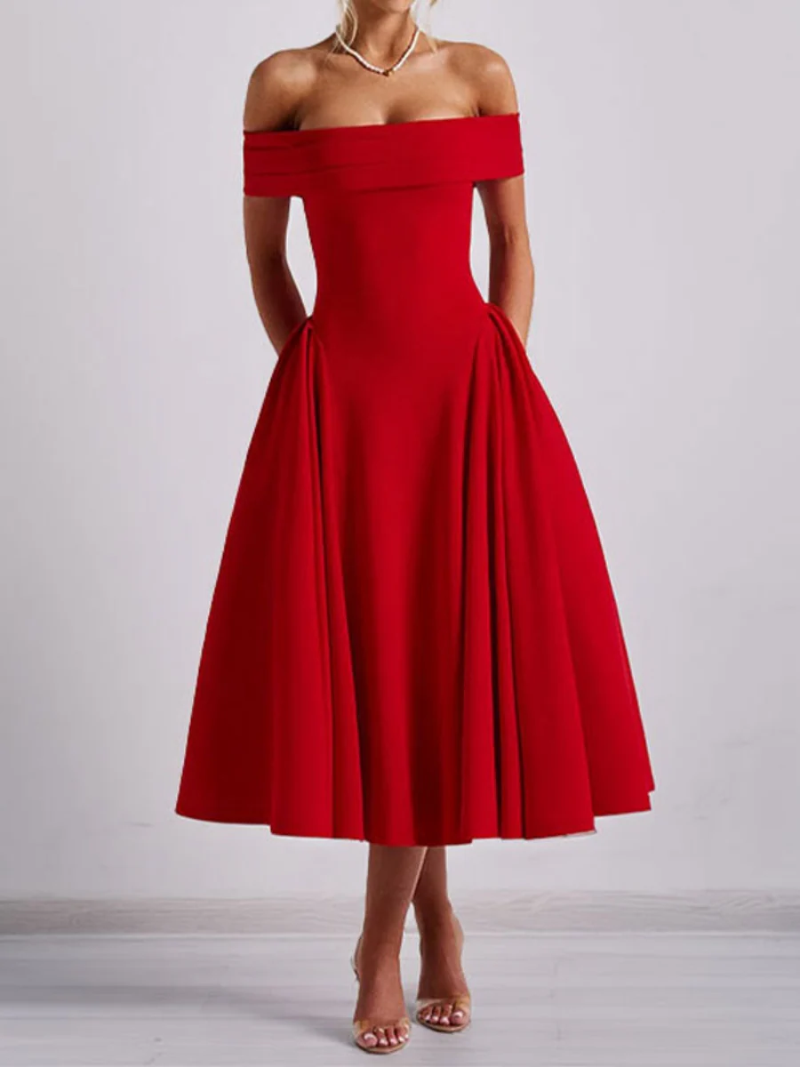 Backless And Off-shoulder Sexy Solid Color Long Dress - Image 2