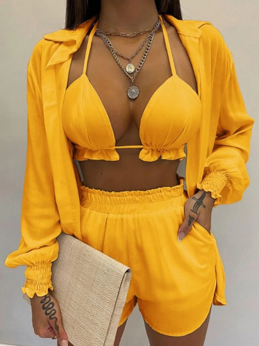 Gradient Print Camisole Shirt And Shorts Three-piece Set - Image 4