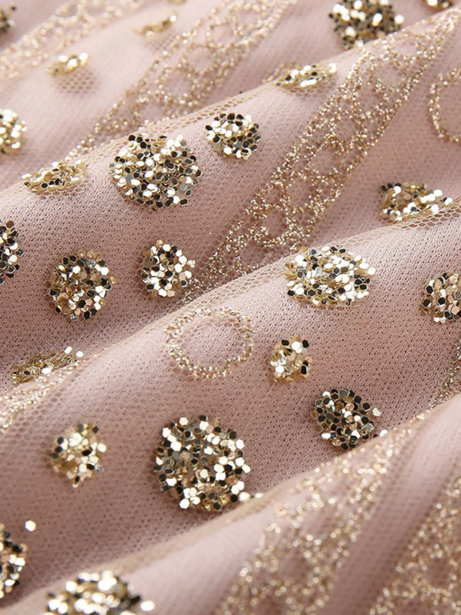 Deep V Long Sleeve Polka Dot Sequins Mini&Short Dresses - Image 7