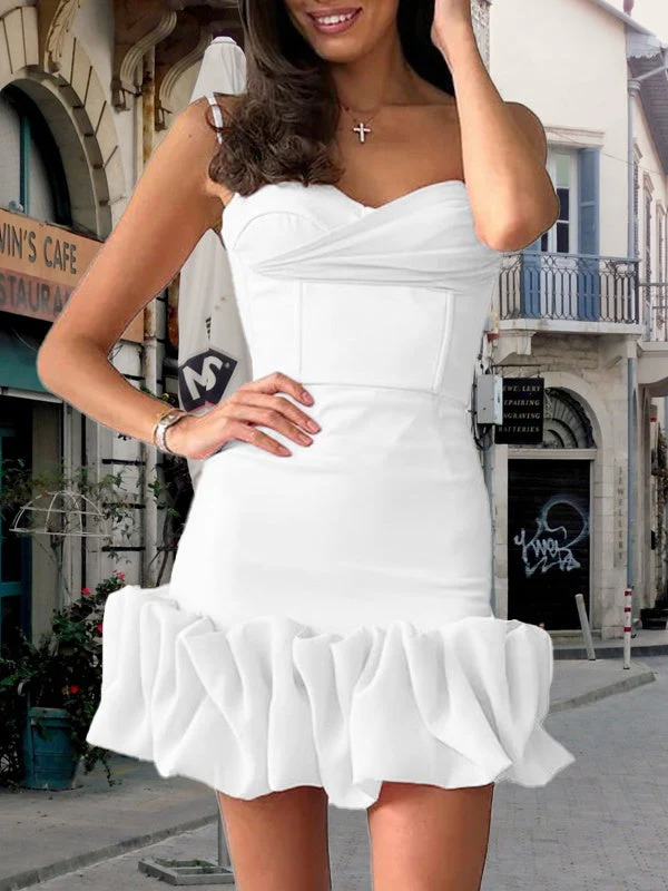 Pleated Skirt With Spaghetti Straps Slim Fit Mini&Short Dresses - Image 6