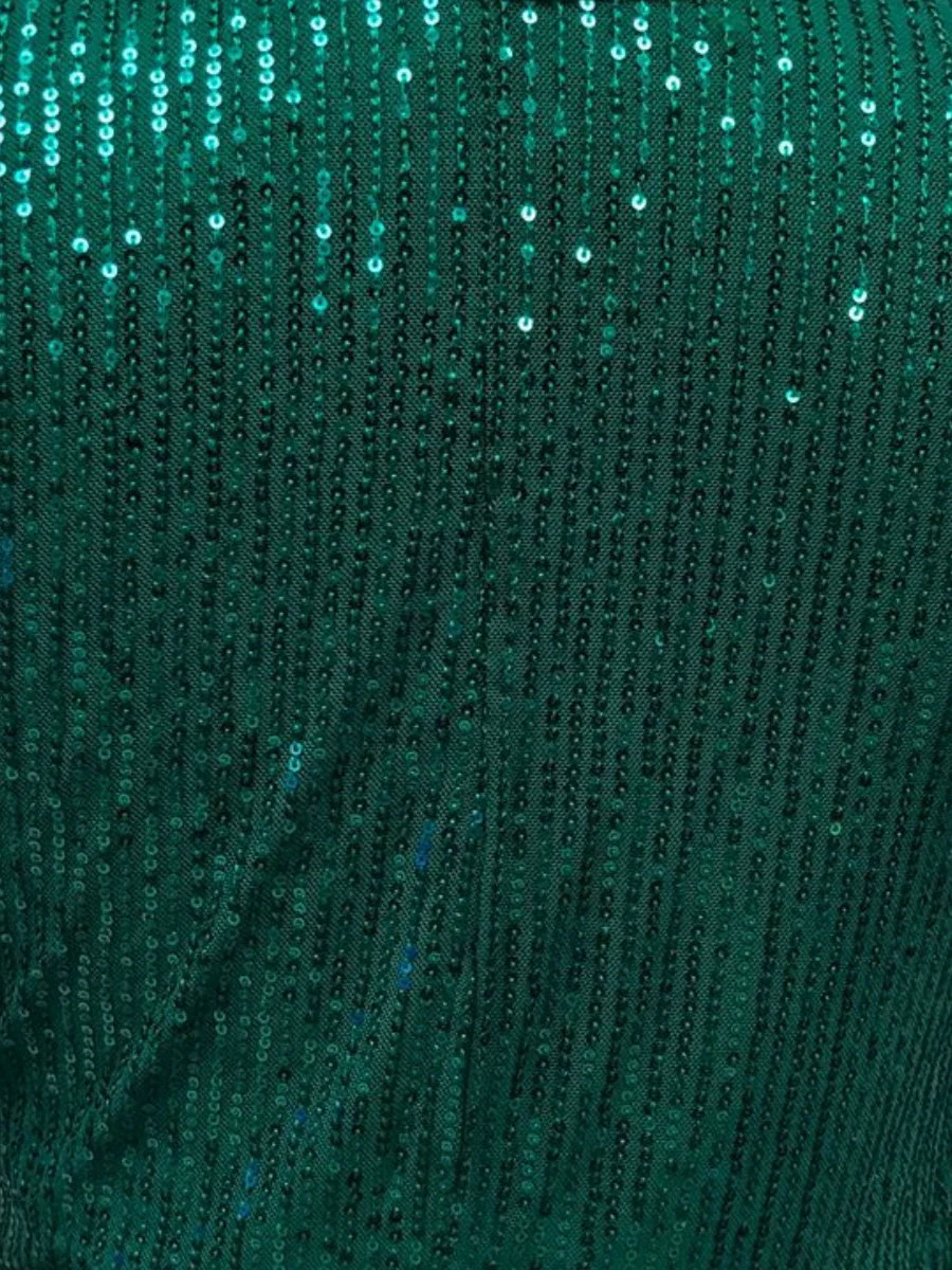 Waist Sequins Suit Collar Lace Up Mini&Short Dresses - Image 6