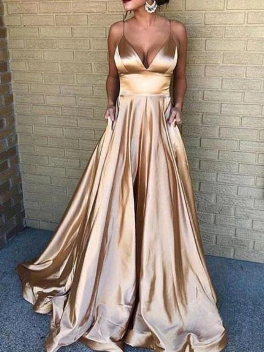 Satin V-neck Camisoles Maxi Dresses - Image 3