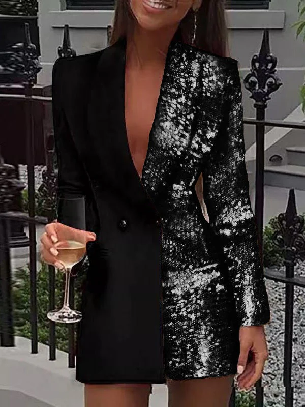 Sexy Deep V Two-tone Print Blazers - Image 2