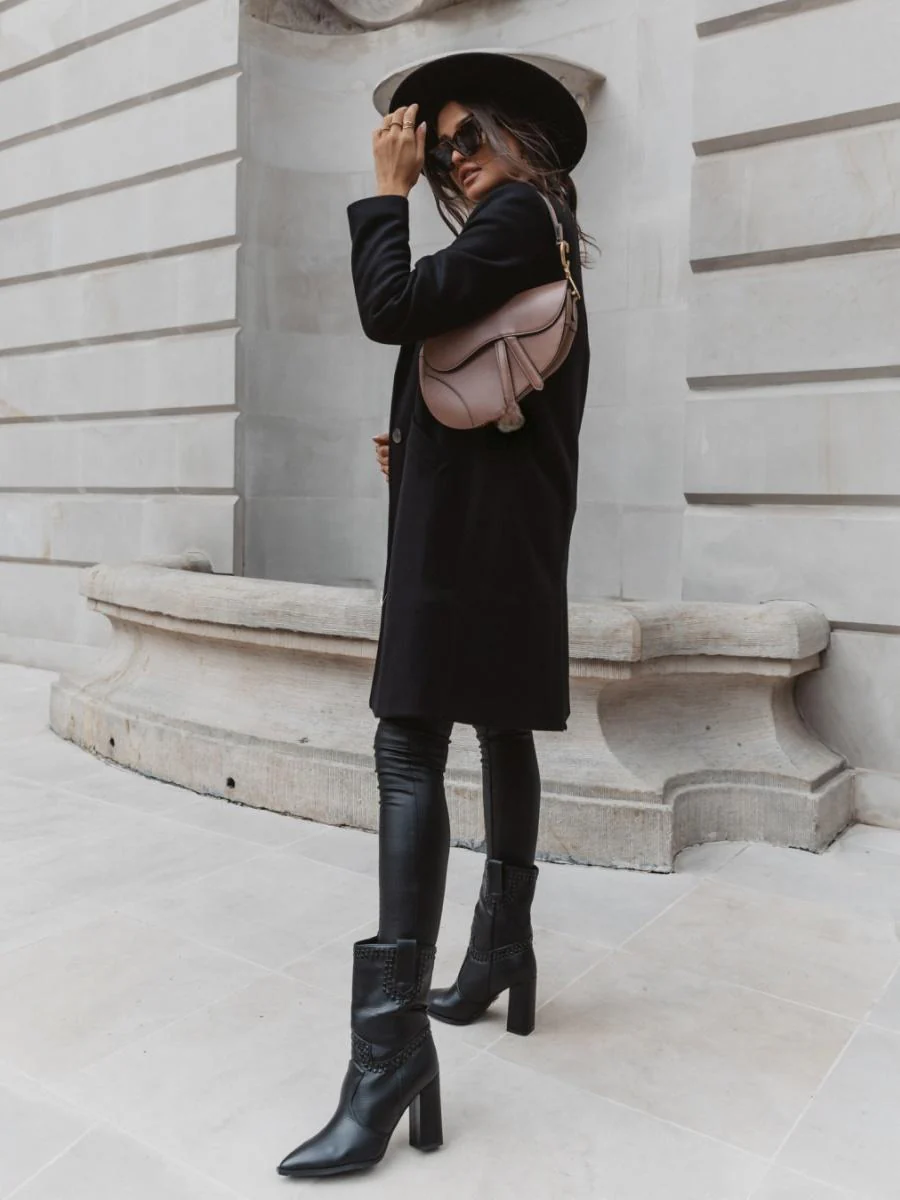 Solid Color Lapel Mid-length Button Wool Coat - Image 11