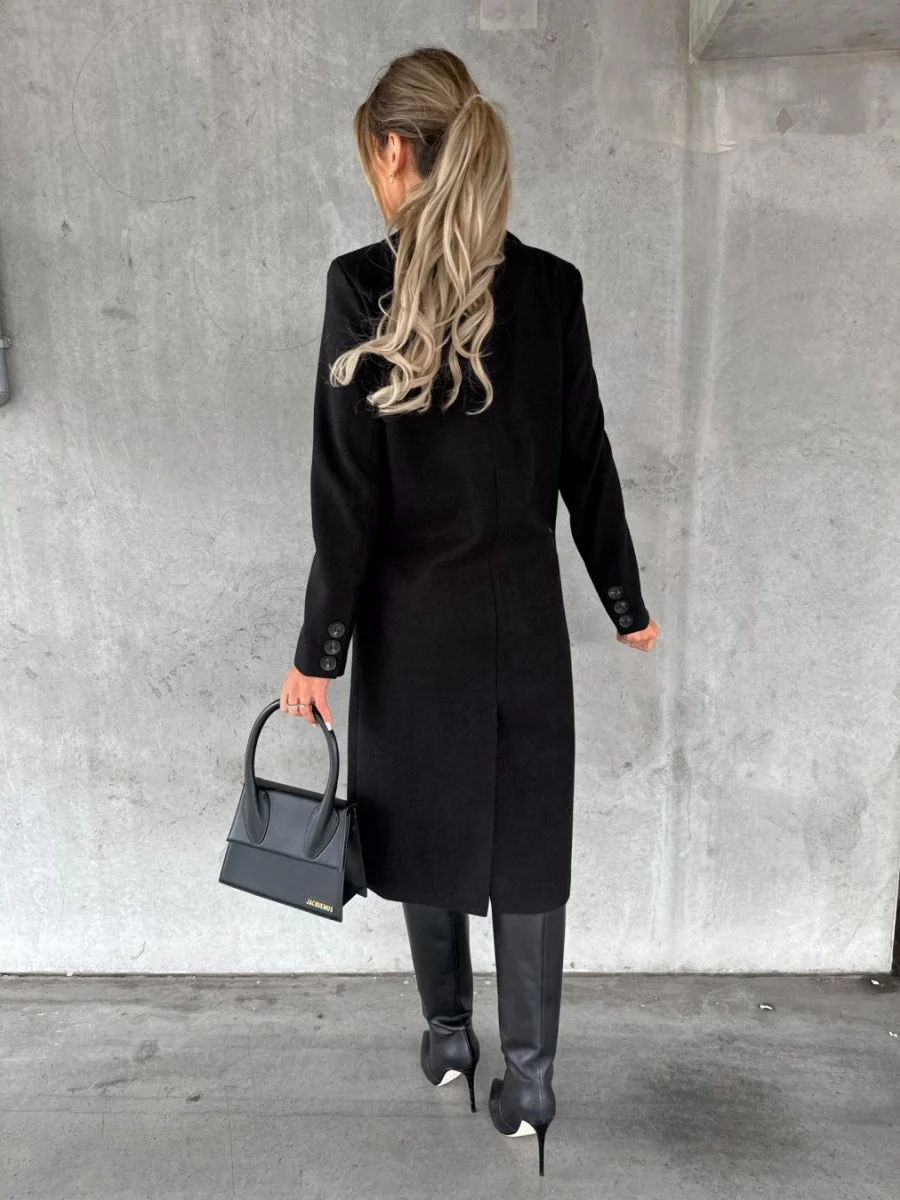 Long Sleeves, Lapel, Solid Color, Double-breasted, Slim Fit Coats - Image 11