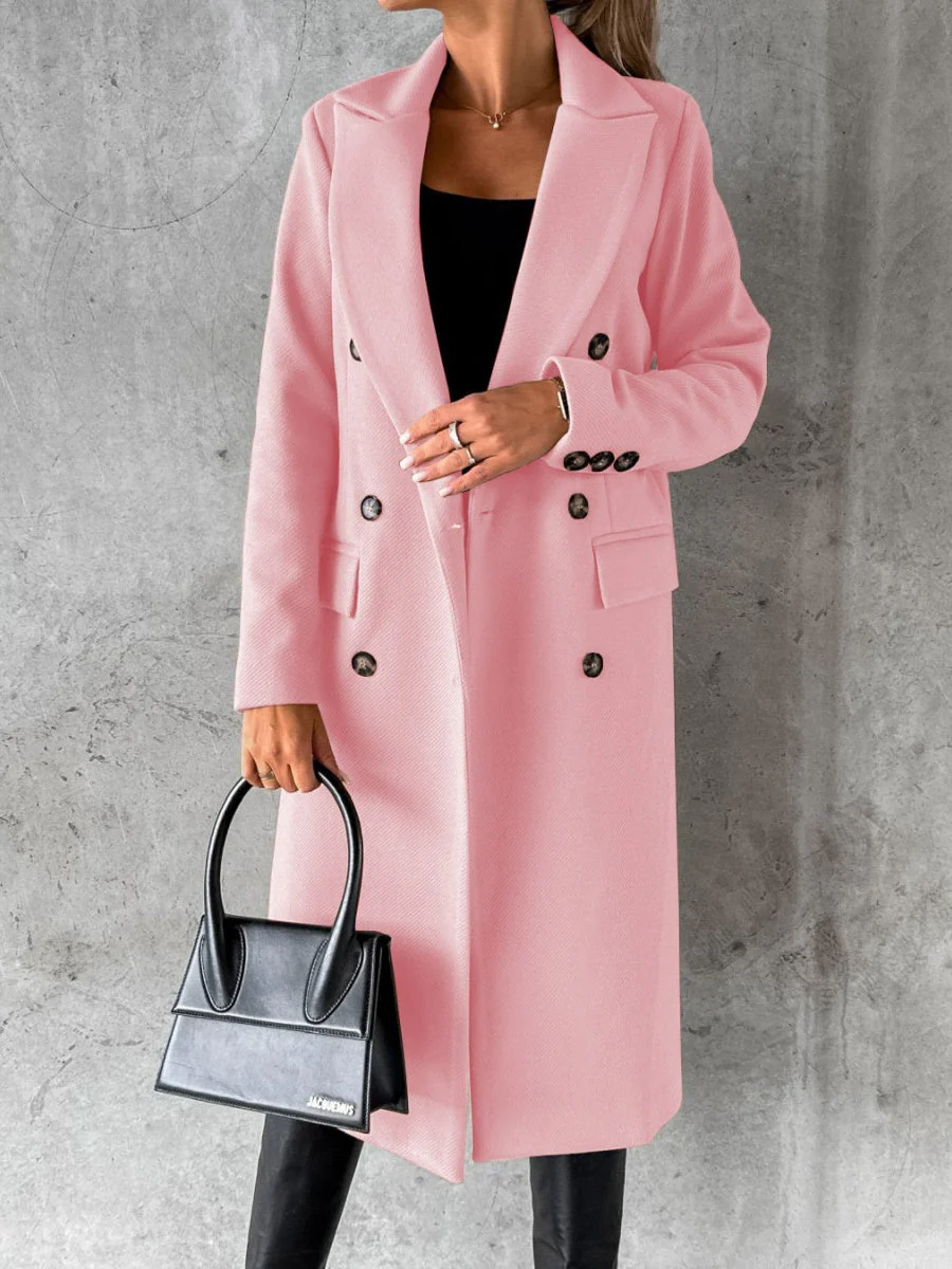 Long Sleeves, Lapel, Solid Color, Double-breasted, Slim Fit Coats - Image 12