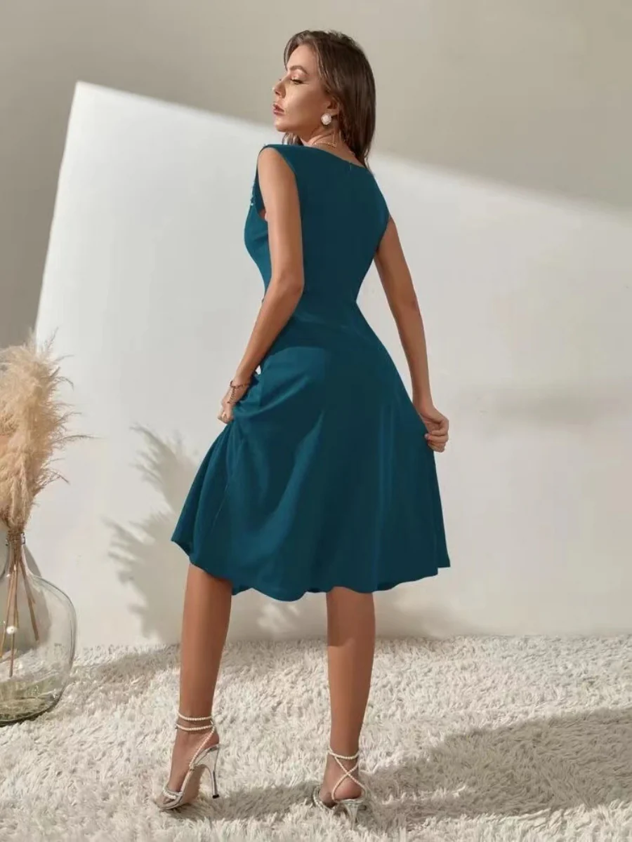 Crew Neck Beading Sleeveless Commuting Mini&Short Dresses - Image 8