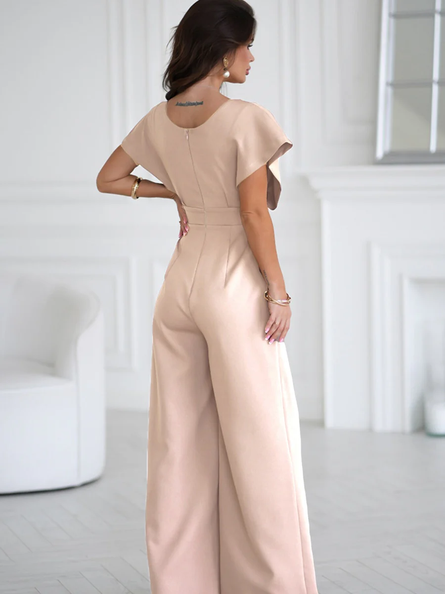 V-neck Commuting Wide Leg Jumpsuits - Image 16