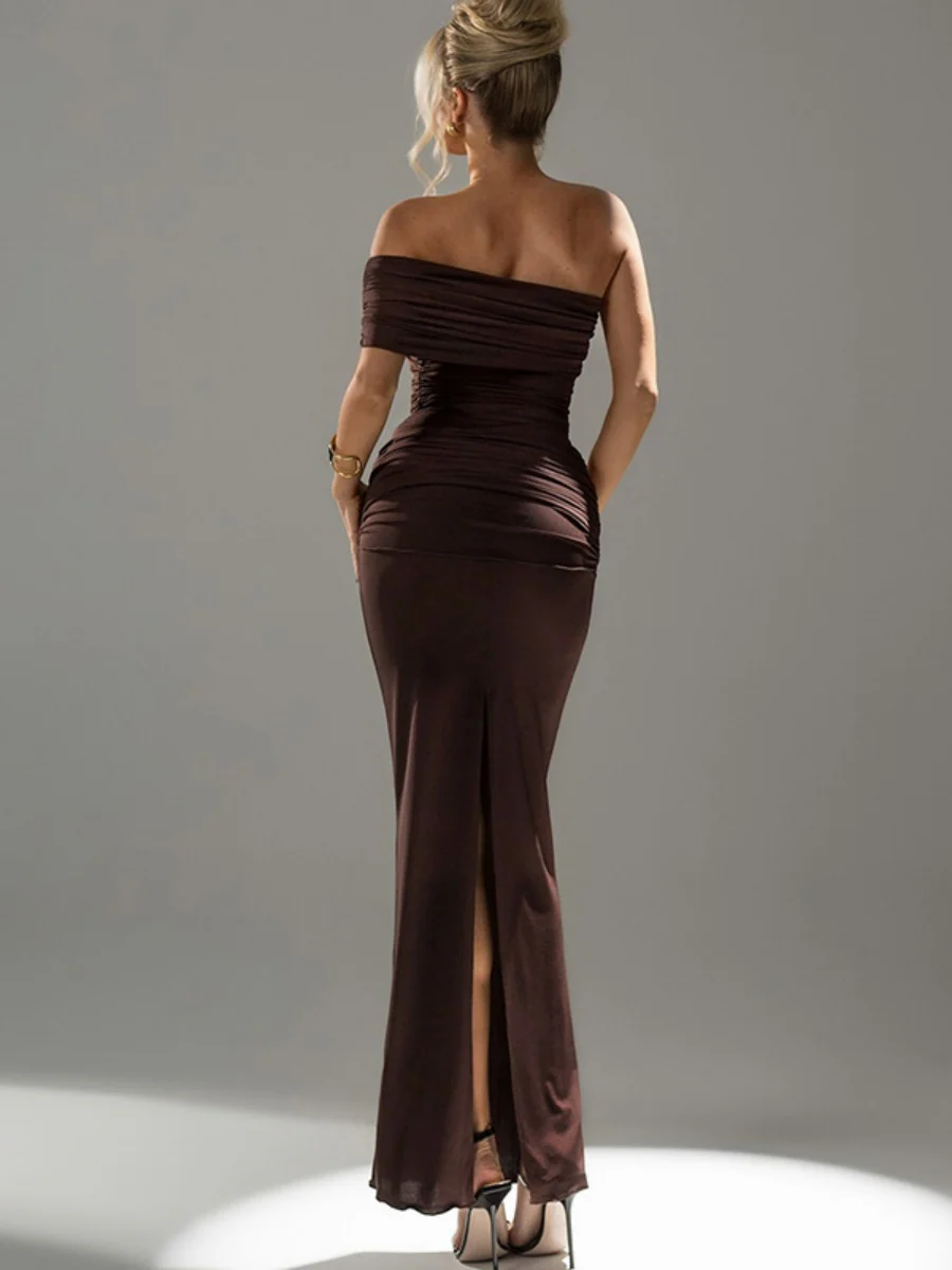 Slit Off-shoulder Hip-hugging Formal Dress Maxi Dresses - Image 5