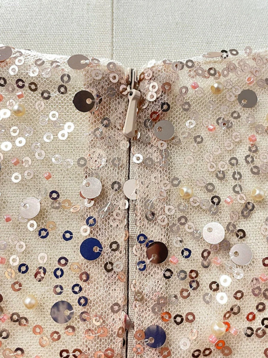 Sequined Satin Patchwork Maxi Dresses - Image 2