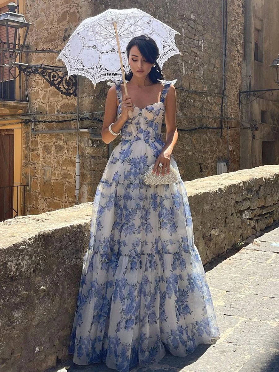 Floral Print Off-shoulder Long Dress - Image 3