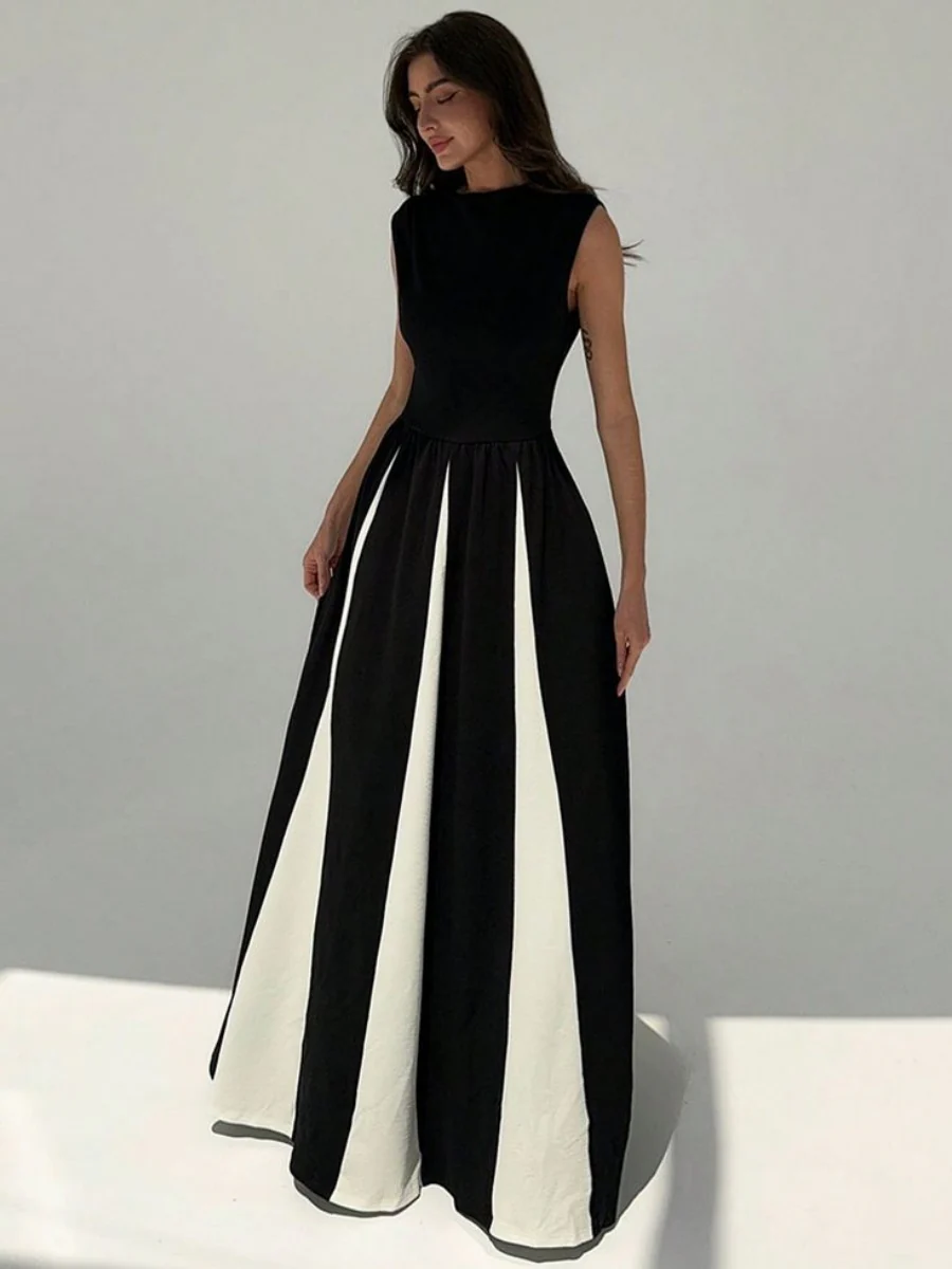 Color-blocked Splicing Parties Maxi Dresses - Image 4