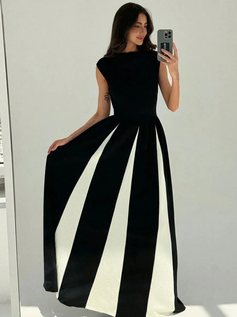 Color-blocked Splicing Parties Maxi Dresses - Image 5