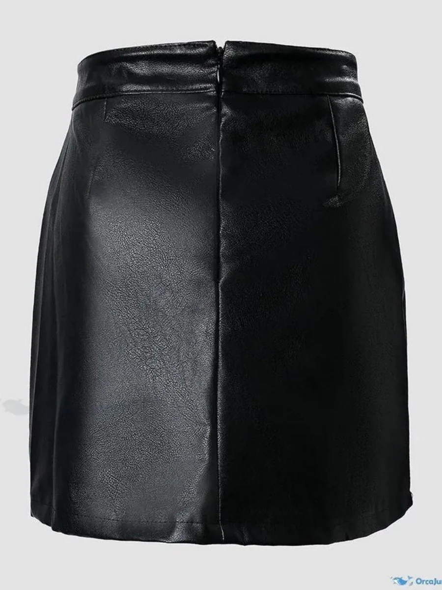 Studs Mini PU Leather Hip-hugging Skirts - Image 4