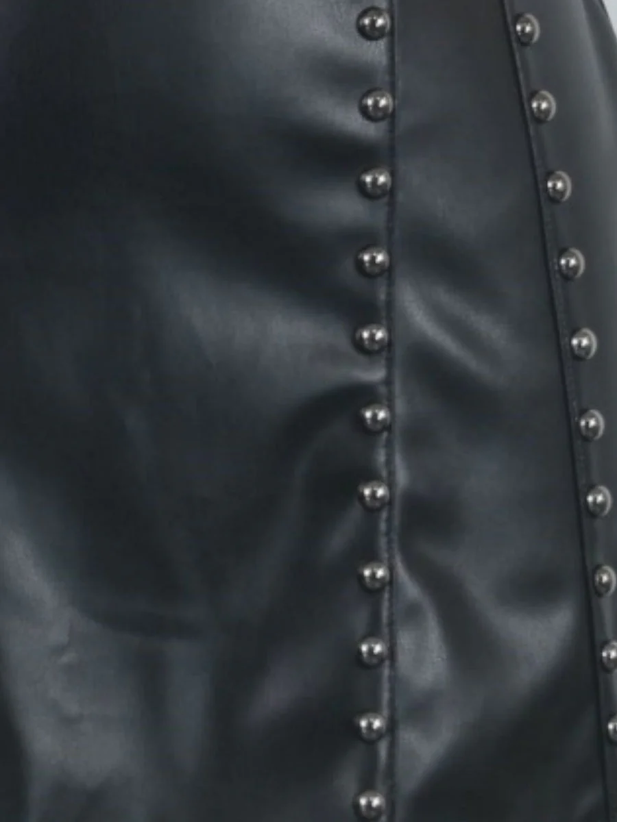 Studs Mini PU Leather Hip-hugging Skirts - Image 5