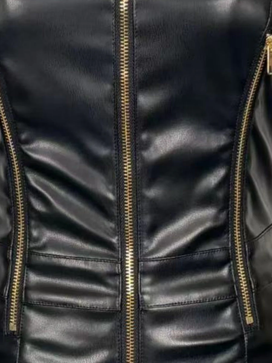 Sleeveless Sexy Leather Slim Fit Jumpsuits - Image 4