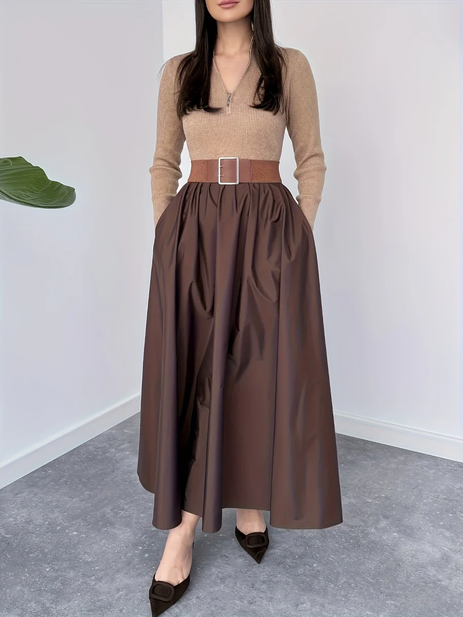V-neck Big Swing Long Sleeve Parties Maxi Dresses - Image 6