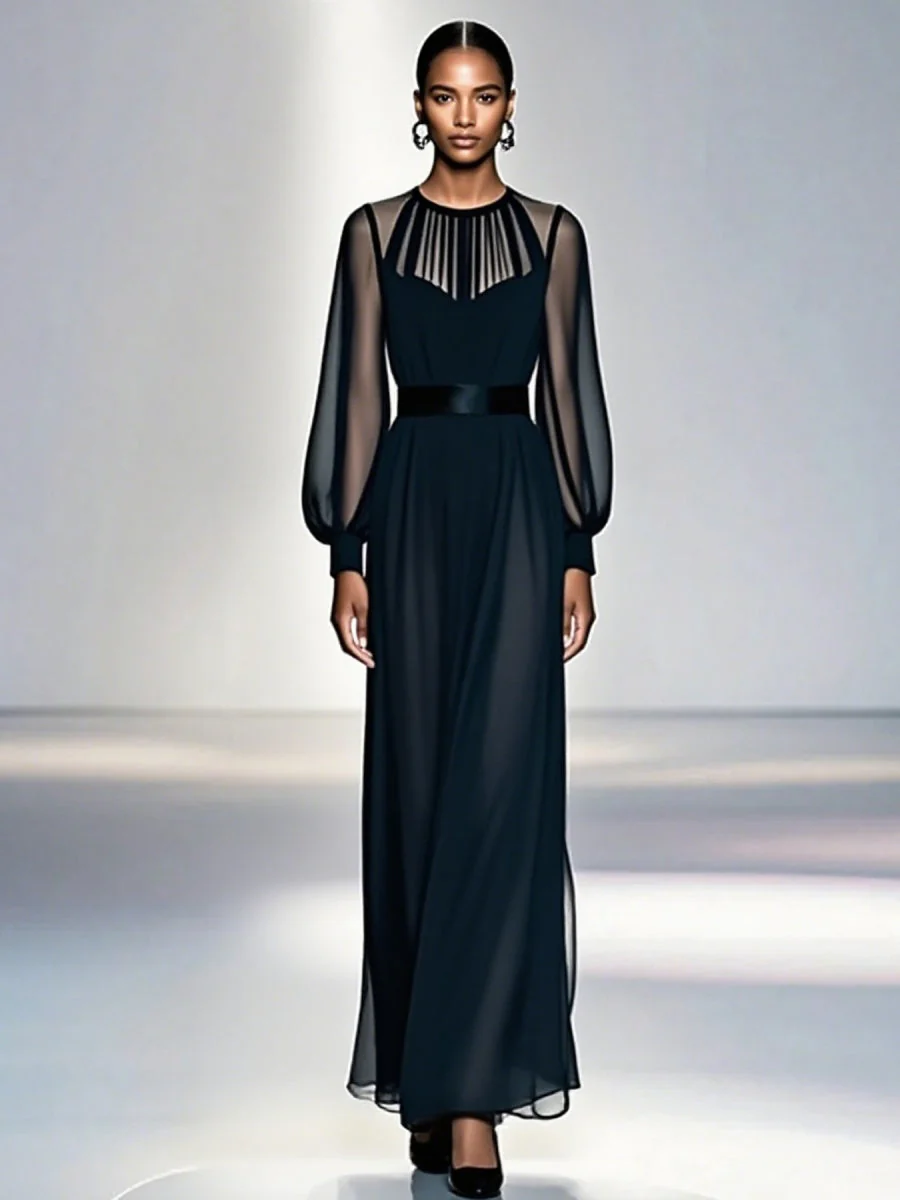 Black Waist Camisoles Mesh 2-piece Sets Maxi Dresses - Image 5