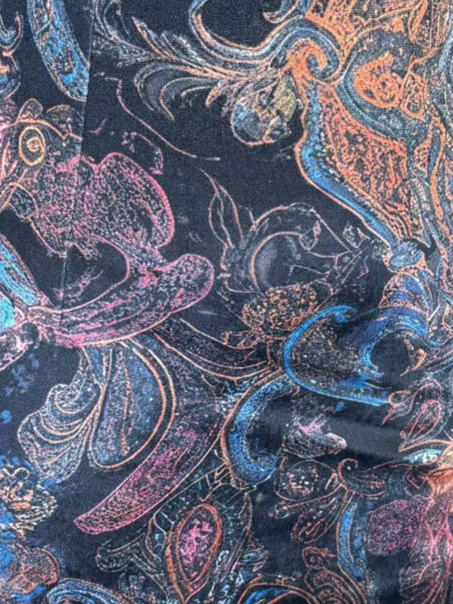 Mesh Splicing Printed Hip-hugging Mini&Short Dresses - Image 6