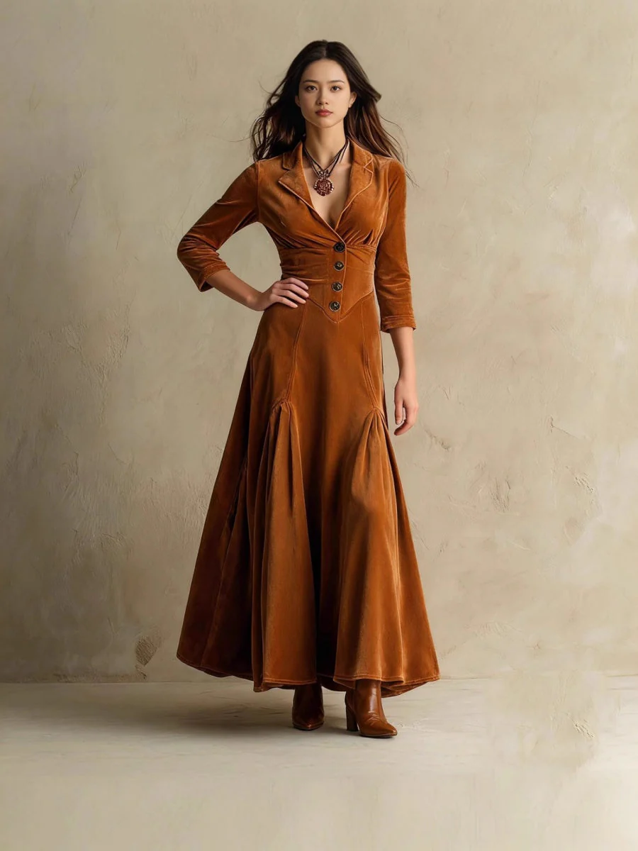 Velvet Swing-style Maxi Dress - Image 4