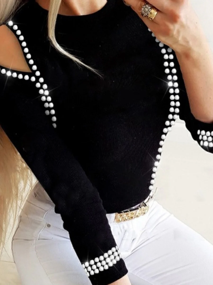 Rhinestone-studded Hollow Jacket T-shirts - Image 3