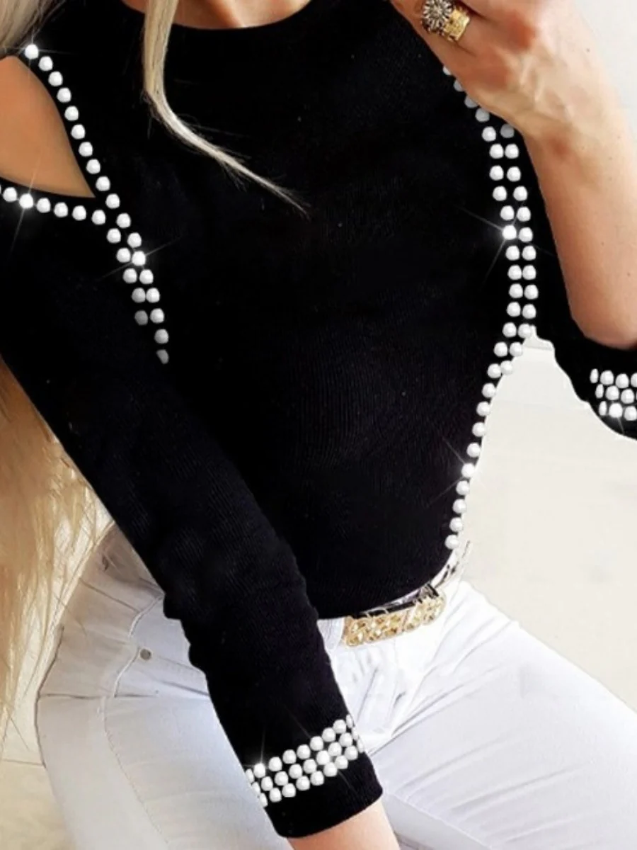 Rhinestone-studded Hollow Jacket T-shirts - Image 4