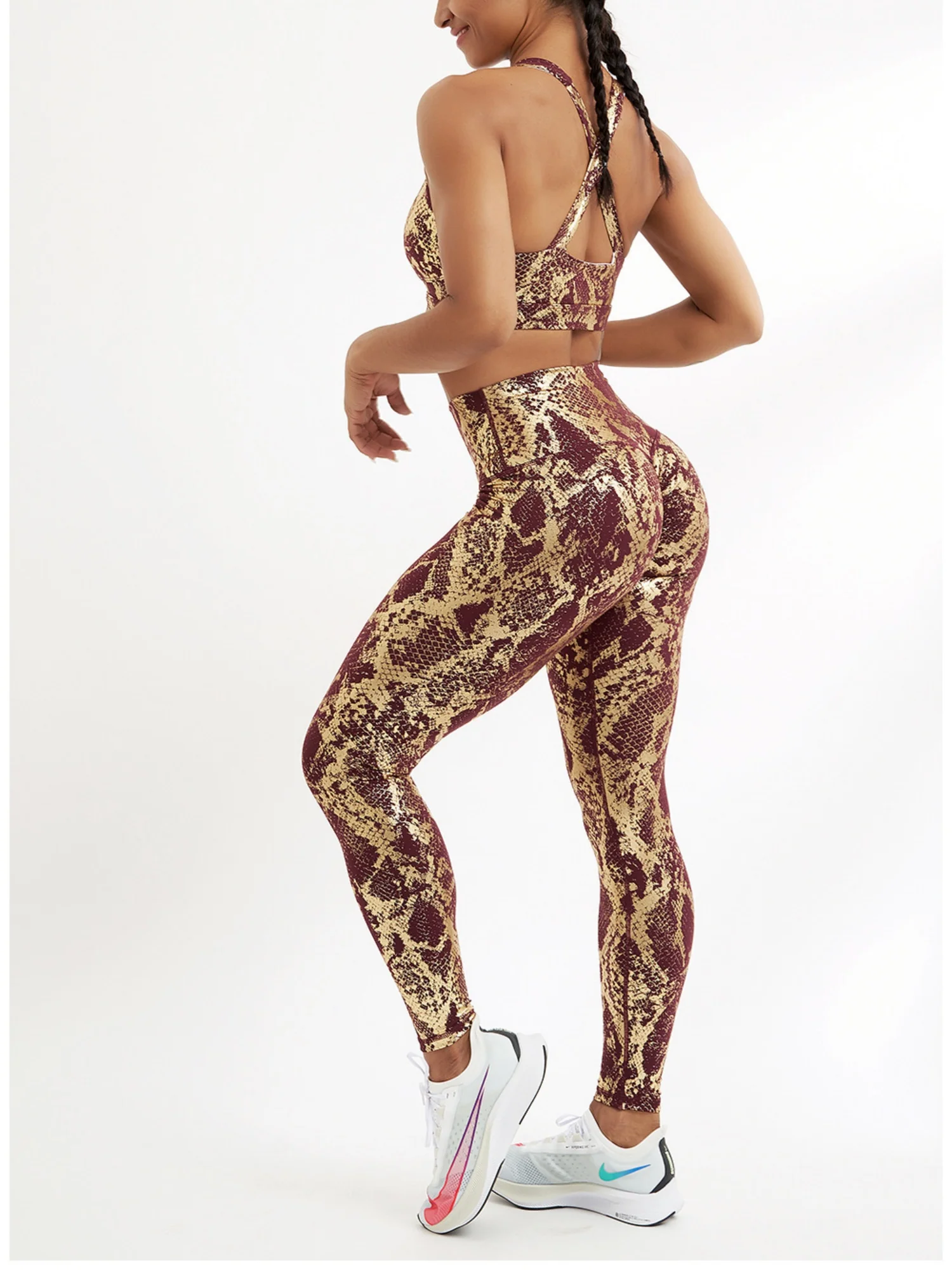 Snake Print Stretch Tight Yoga Pants - Image 9