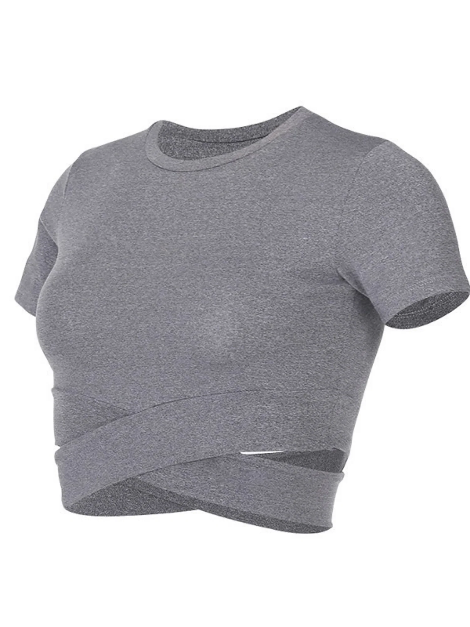 Cross Neck Tight-fitting Shorts Exercise And Fitness Yoga Short-sleeved T-shirt - Image 7