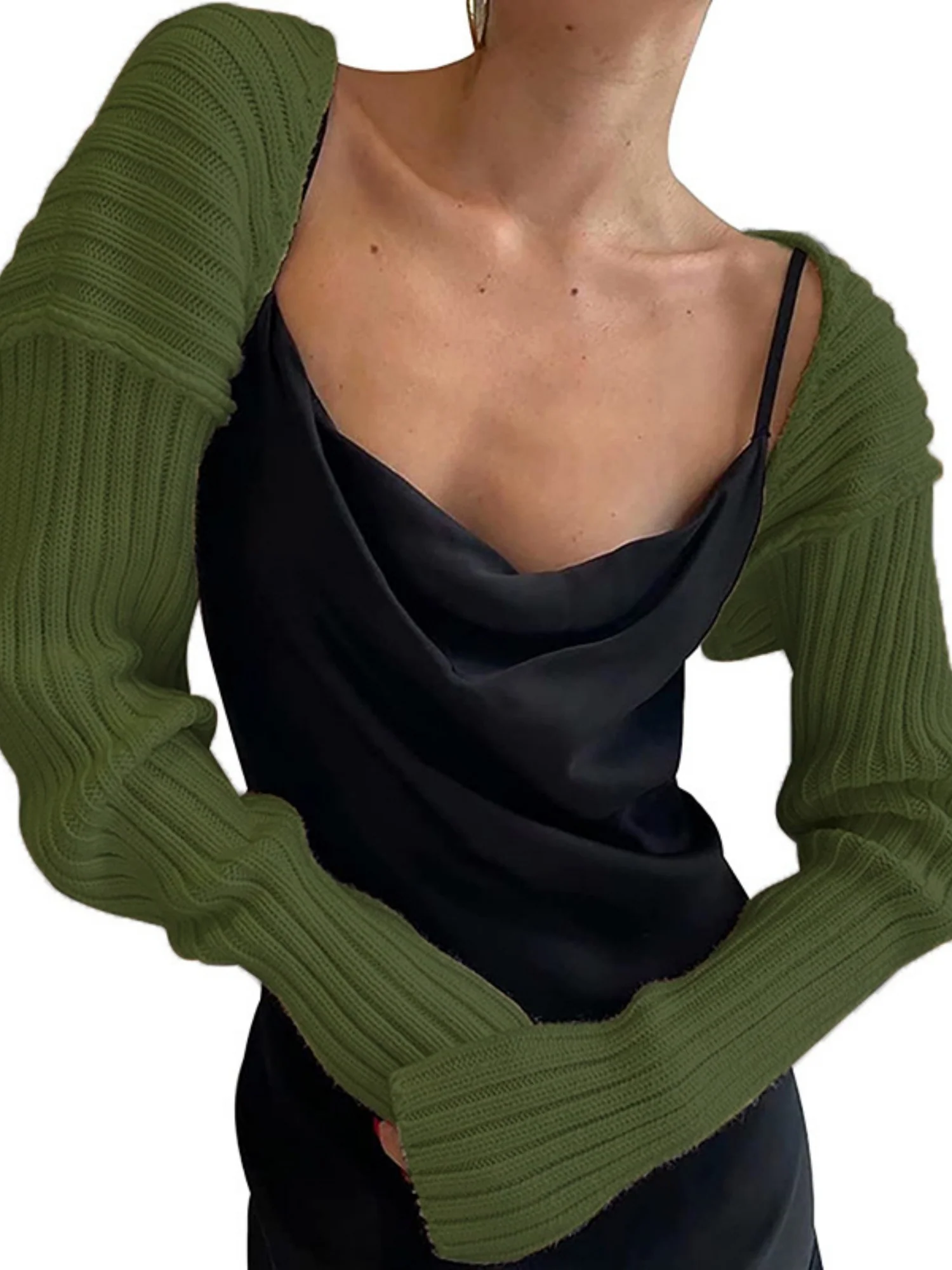 Knitted Long-Sleeve Cropped Top - Image 11
