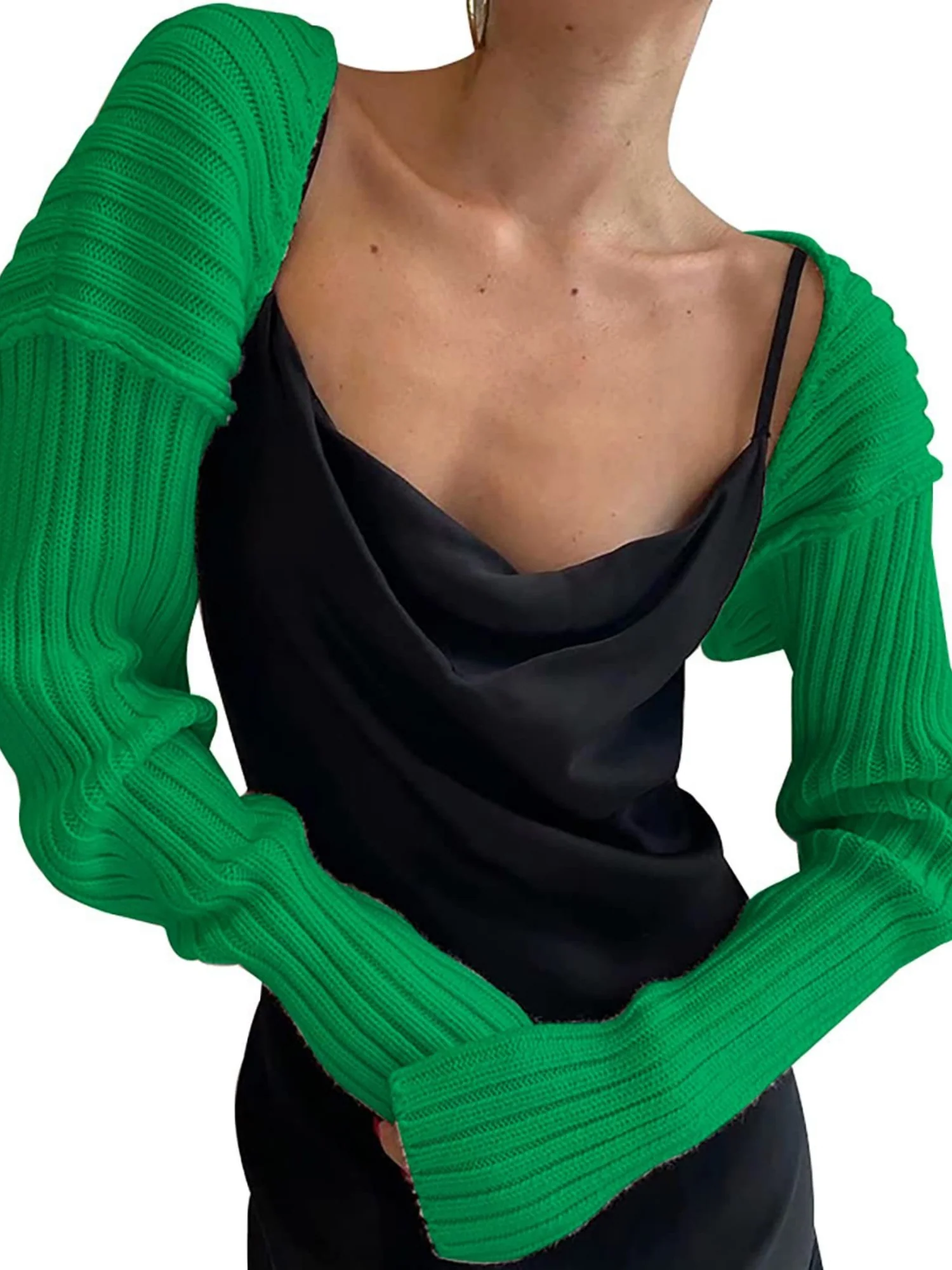 Knitted Long-Sleeve Cropped Top - Image 13