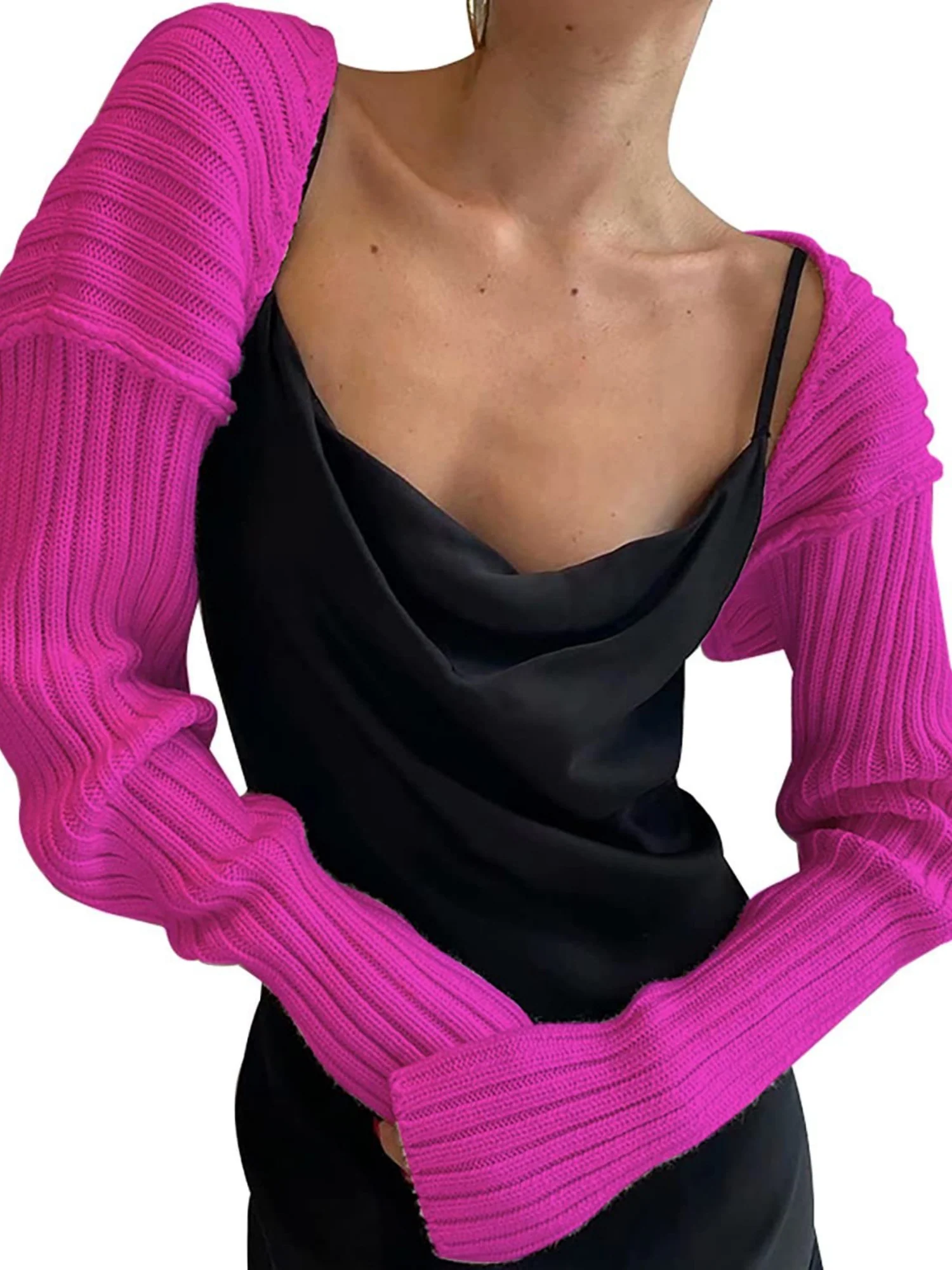 Knitted Long-Sleeve Cropped Top - Image 14
