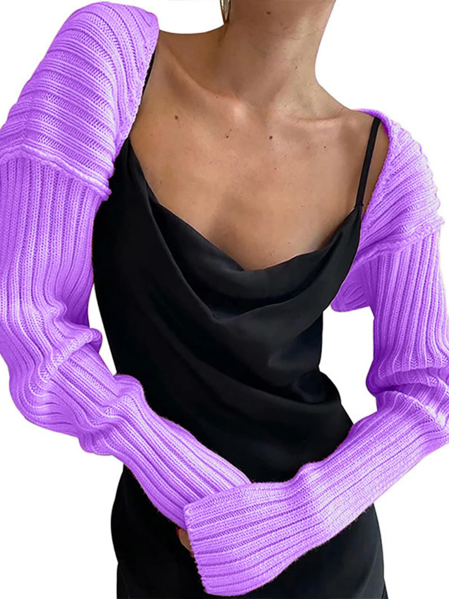 Knitted Long-Sleeve Cropped Top - Image 17