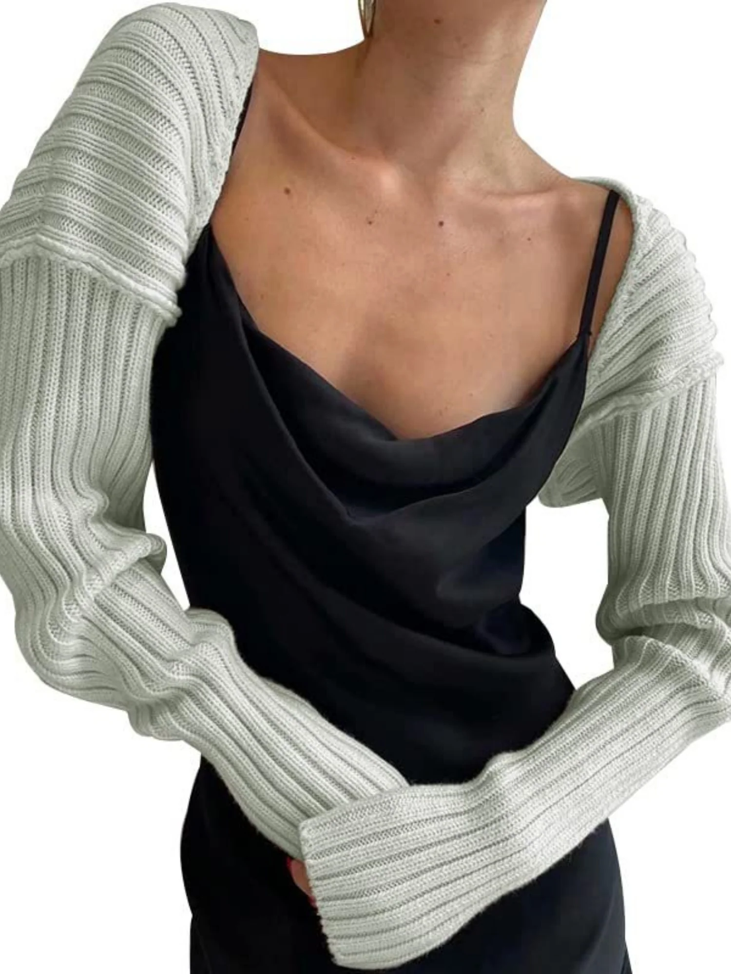 Knitted Long-Sleeve Cropped Top - Image 9