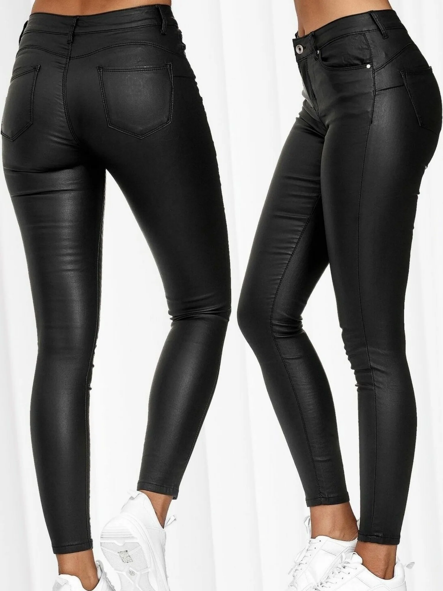 PU Leather Zipper Pants - Image 3