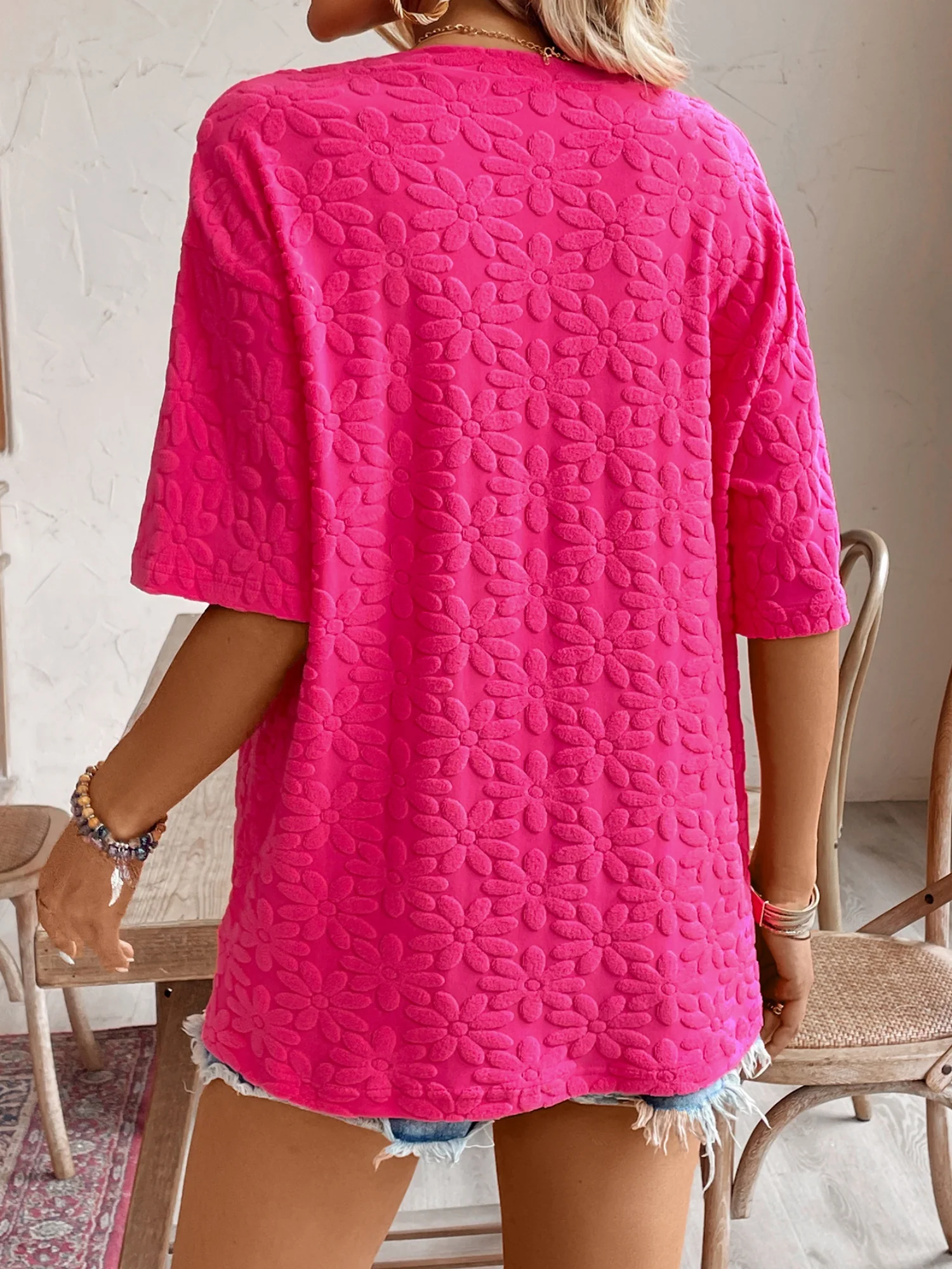 Sunflower Jacquard Short-sleeved T-shirt - Image 2